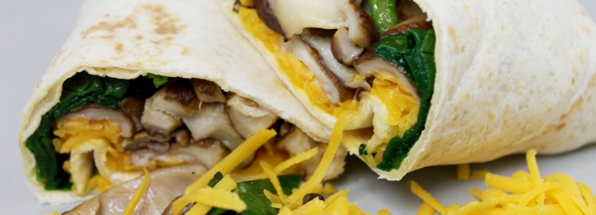 Receta: Wrap de Setas Shiitake, Queso Cheddar y Espinacas Baby