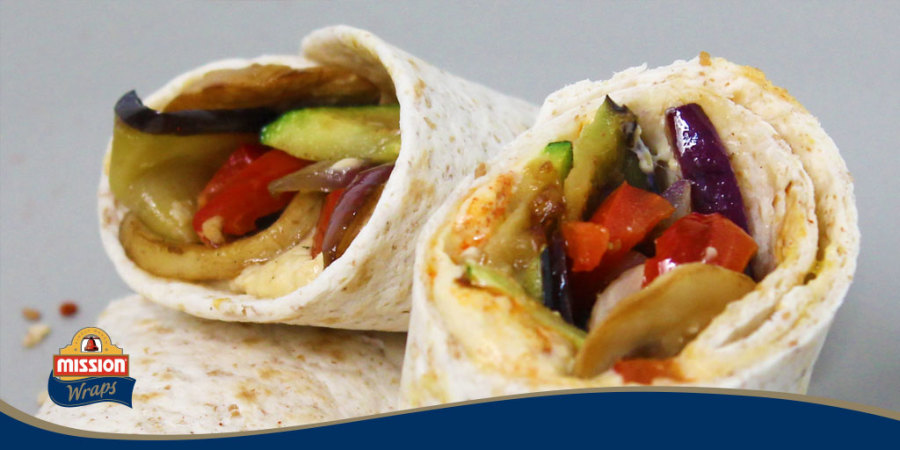 receta wrap de hummus verduras a la plancha y hierbabuena 