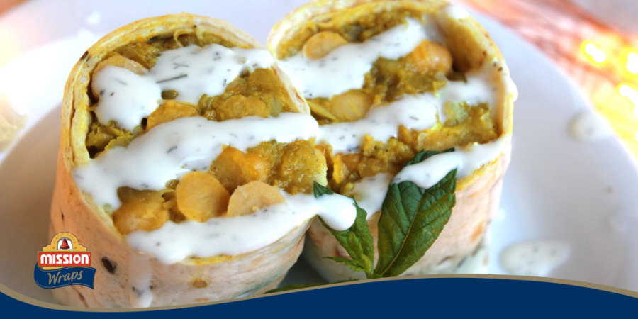 Receta wrap de verduras garbanzo coliflor y curri