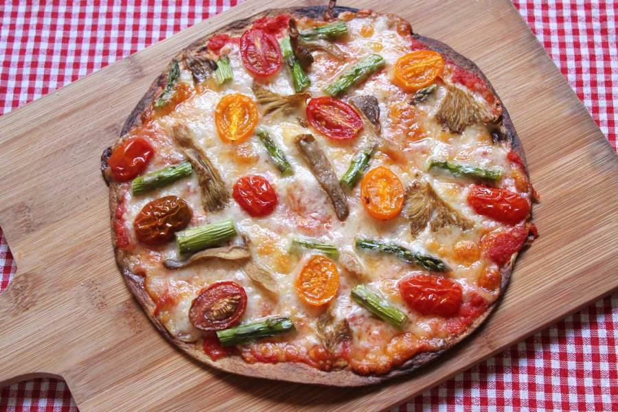 pizza vegetariana muy fácil 